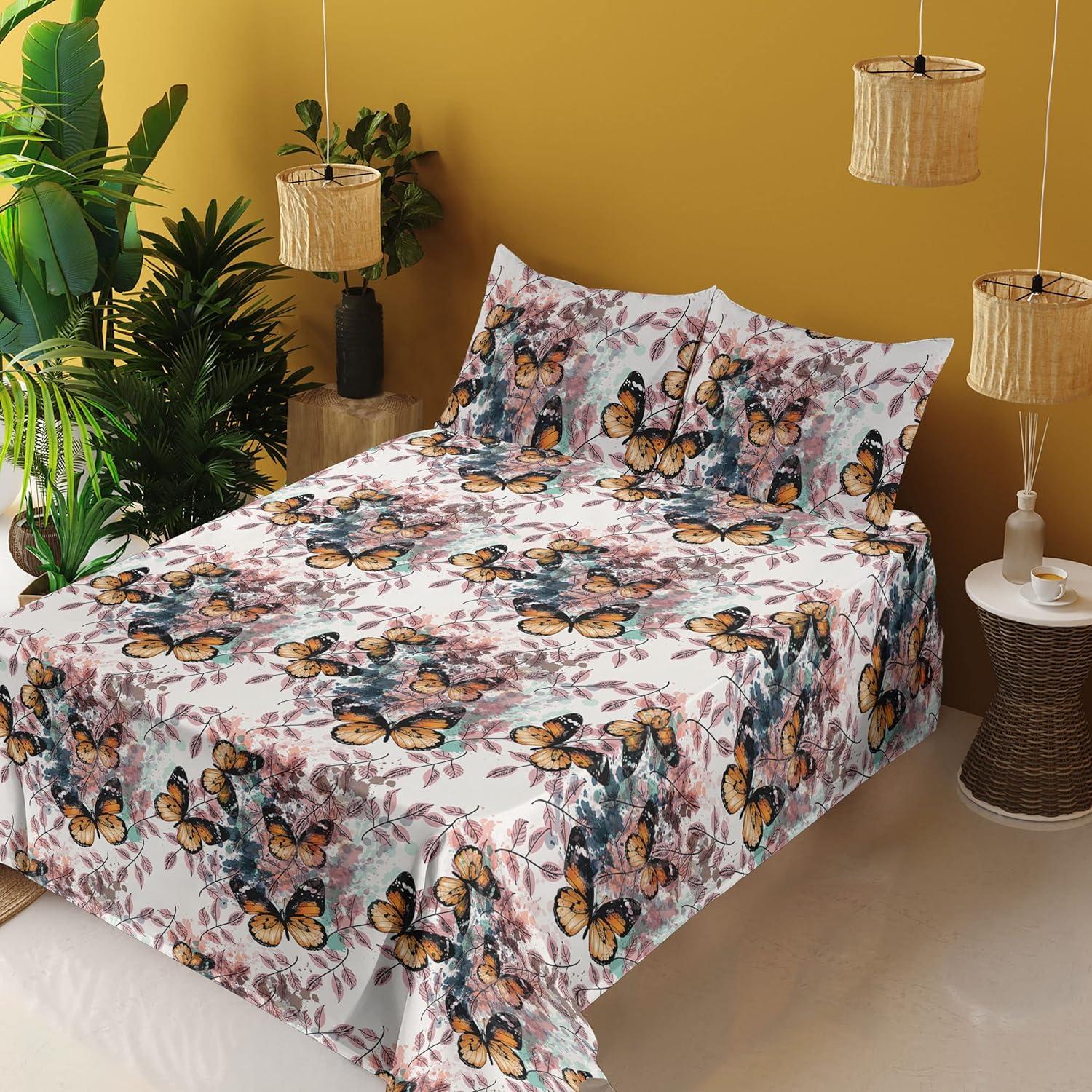 imageAmbesonne Rose Sheet Set Romantic Blurry Style Effect of English Garden Petals Valentines Themed Fitted and Flat Sheet with Pillowcases Bedding Accent 4 Piece Set Full Dark Pink Emerald DustRose Marigold