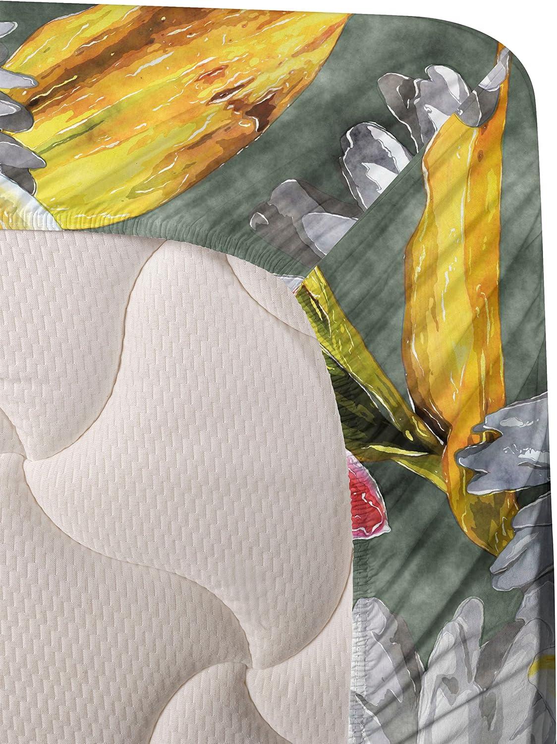 imageAmbesonne Rose Sheet Set Romantic Blurry Style Effect of English Garden Petals Valentines Themed Fitted and Flat Sheet with Pillowcases Bedding Accent 4 Piece Set Full Dark Pink Emerald DustMustard and Salmon