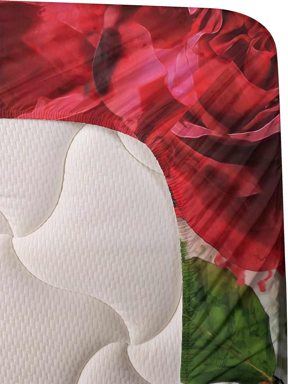 imageAmbesonne Rose Sheet Set Romantic Blurry Style Effect of English Garden Petals Valentines Themed Fitted and Flat Sheet with Pillowcases Bedding Accent 4 Piece Set Full Dark Pink Emerald DustDark Pink Emerald Dust