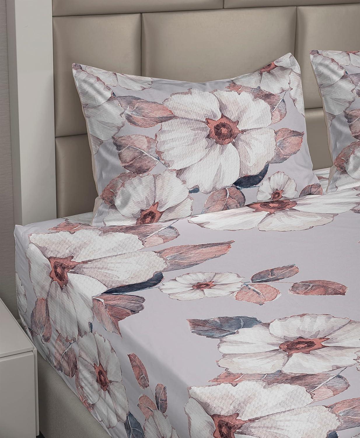 imageAmbesonne Rose Sheet Set Romantic Blurry Style Effect of English Garden Petals Valentines Themed Fitted and Flat Sheet with Pillowcases Bedding Accent 4 Piece Set Full Dark Pink Emerald DustBlue Grey and Coral
