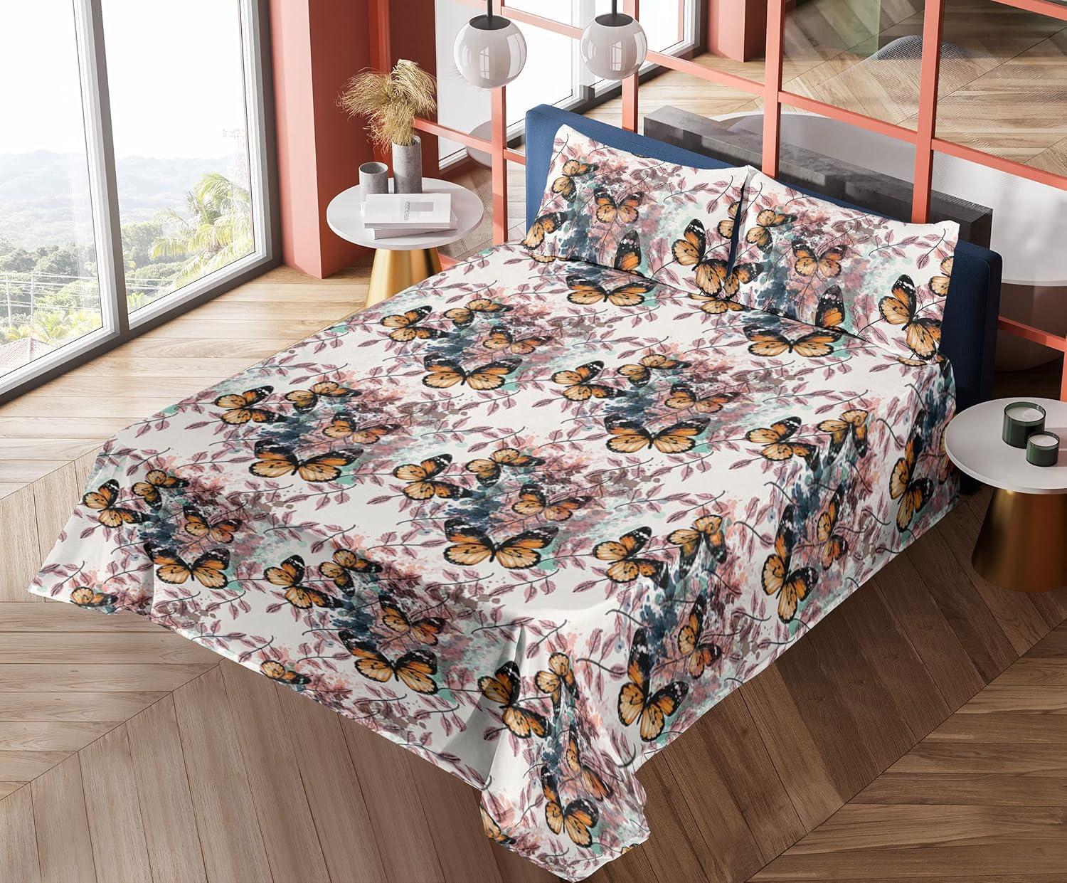 imageAmbesonne Rose Sheet Set Romantic Blurry Style Effect of English Garden Petals Valentines Themed Fitted and Flat Sheet with Pillowcases Bedding Accent 4 Piece Set Full Dark Pink Emerald DustRose Marigold