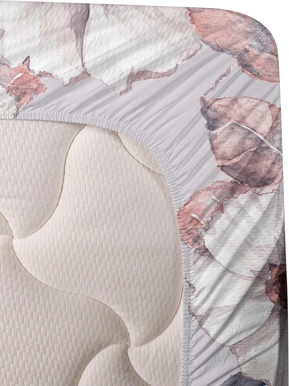 imageAmbesonne Rose Sheet Set Romantic Blurry Style Effect of English Garden Petals Valentines Themed Fitted and Flat Sheet with Pillowcases Bedding Accent 4 Piece Set Full Dark Pink Emerald DustBlue Grey and Coral