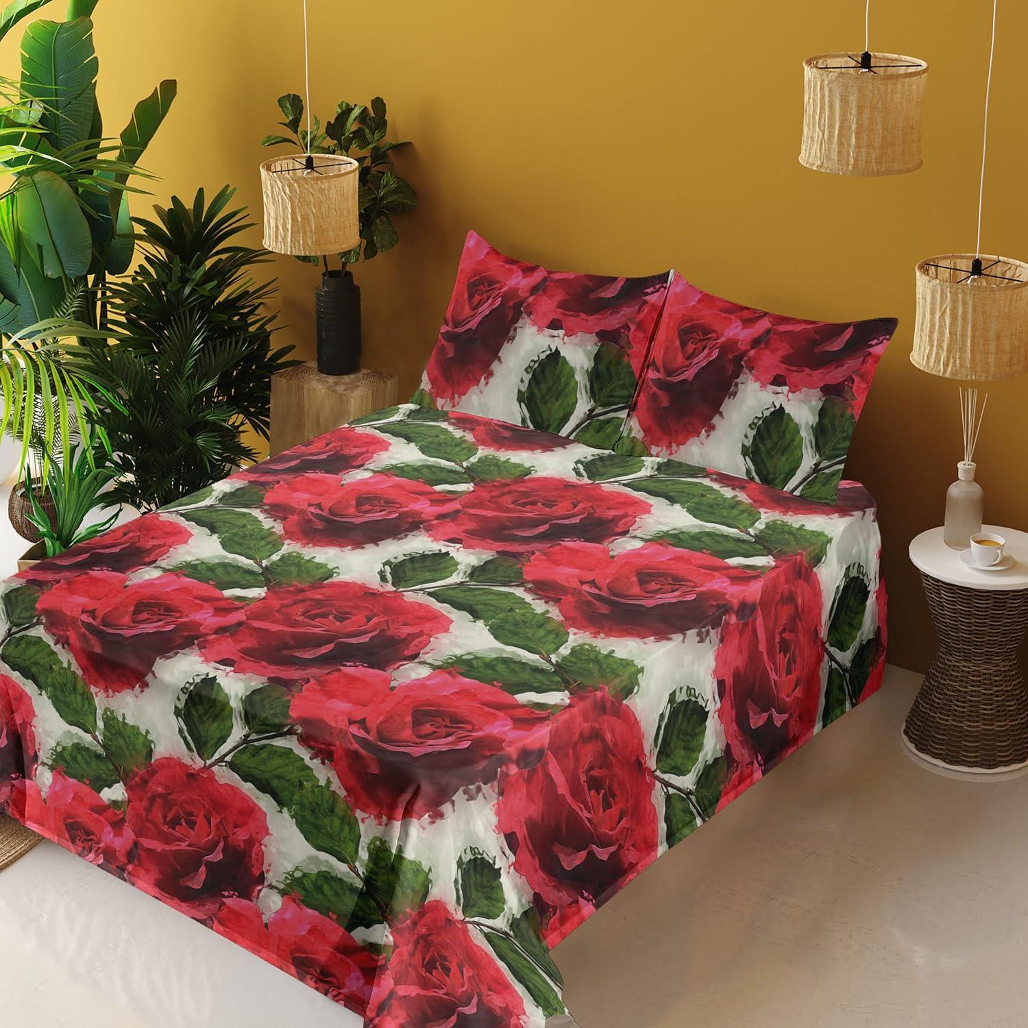 imageAmbesonne Rose Sheet Set Romantic Blurry Style Effect of English Garden Petals Valentines Themed Fitted and Flat Sheet with Pillowcases Bedding Accent 4 Piece Set Full Dark Pink Emerald DustDark Pink Emerald Dust