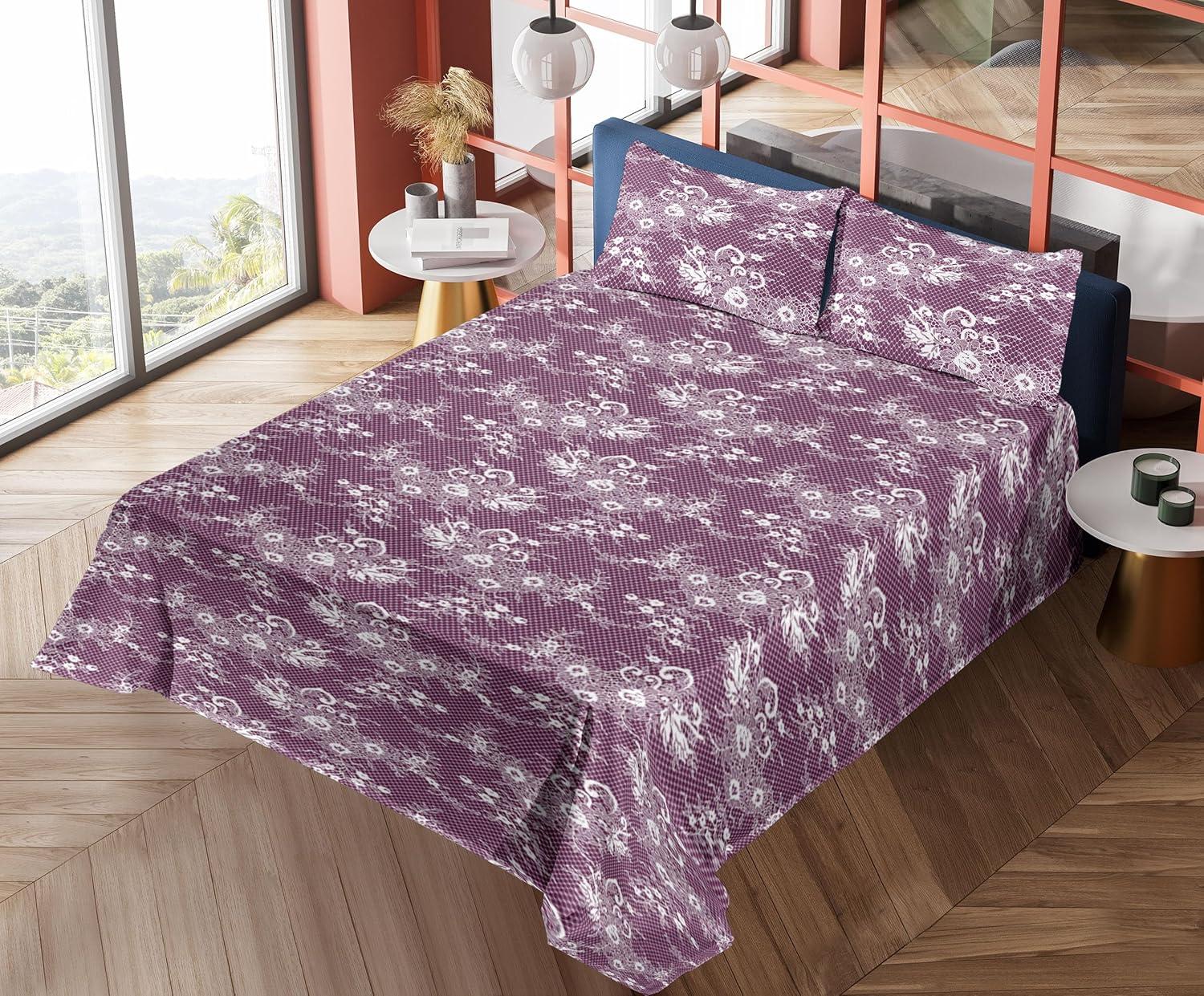 imageAmbesonne Vintage Sheet Set Valentines Day Theme Art with Monochrome Roses Retro Style Ornament Fitted and Flat Sheet with Pillowcases Bedding Accent 4 Piece Set Full Charcoal Grey and WhiteDark Magenta White