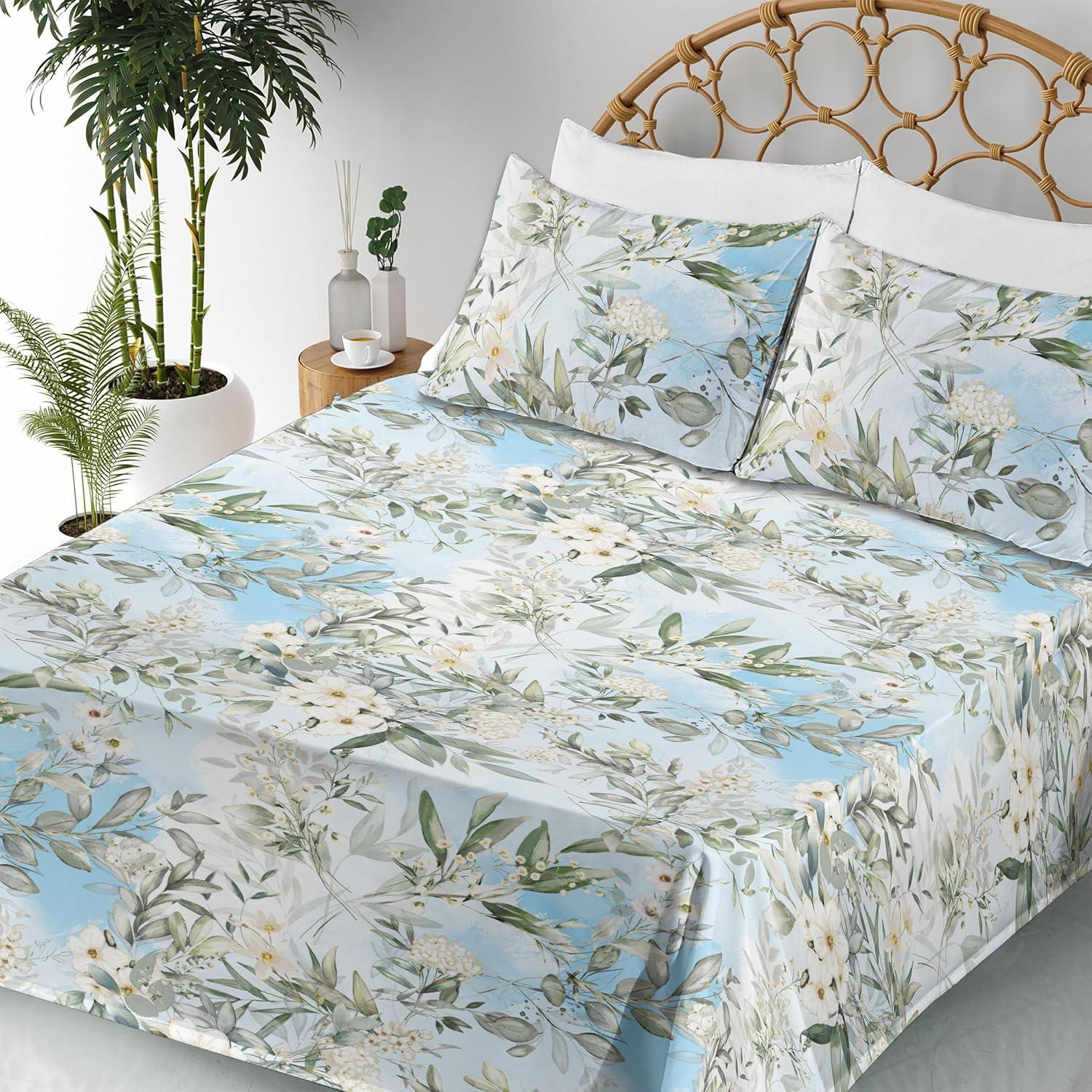 imageAmbesonne Vintage Sheet Set Valentines Day Theme Art with Monochrome Roses Retro Style Ornament Fitted and Flat Sheet with Pillowcases Bedding Accent 4 Piece Set Full Charcoal Grey and WhiteLaurel Green Pale Blue
