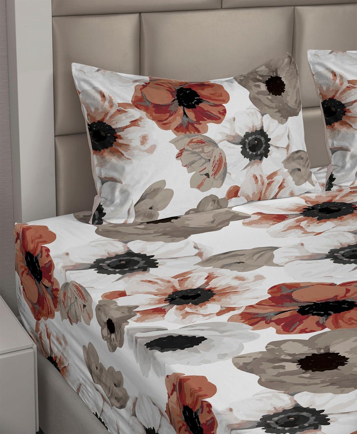 imageAmbesonne Vintage Sheet Set Valentines Day Theme Art with Monochrome Roses Retro Style Ornament Fitted and Flat Sheet with Pillowcases Bedding Accent 4 Piece Set Full Charcoal Grey and WhitePale Maroon Taupe Grey