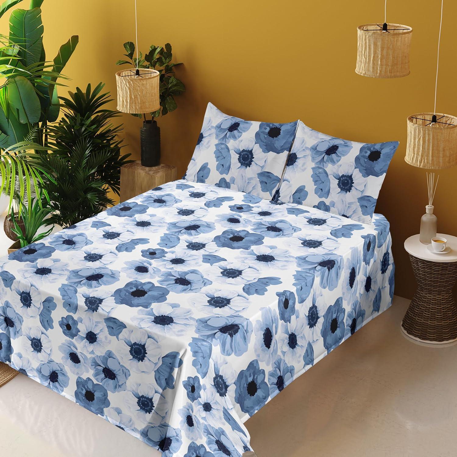 imageAmbesonne Vintage Sheet Set Valentines Day Theme Art with Monochrome Roses Retro Style Ornament Fitted and Flat Sheet with Pillowcases Bedding Accent 4 Piece Set Full Charcoal Grey and WhitePale Azure Blue Soft Blue