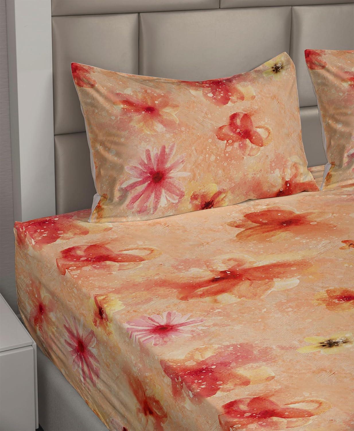imageAmbesonne Vintage Sheet Set Valentines Day Theme Art with Monochrome Roses Retro Style Ornament Fitted and Flat Sheet with Pillowcases Bedding Accent 4 Piece Set Full Charcoal Grey and WhiteDark Coral Pale Peach