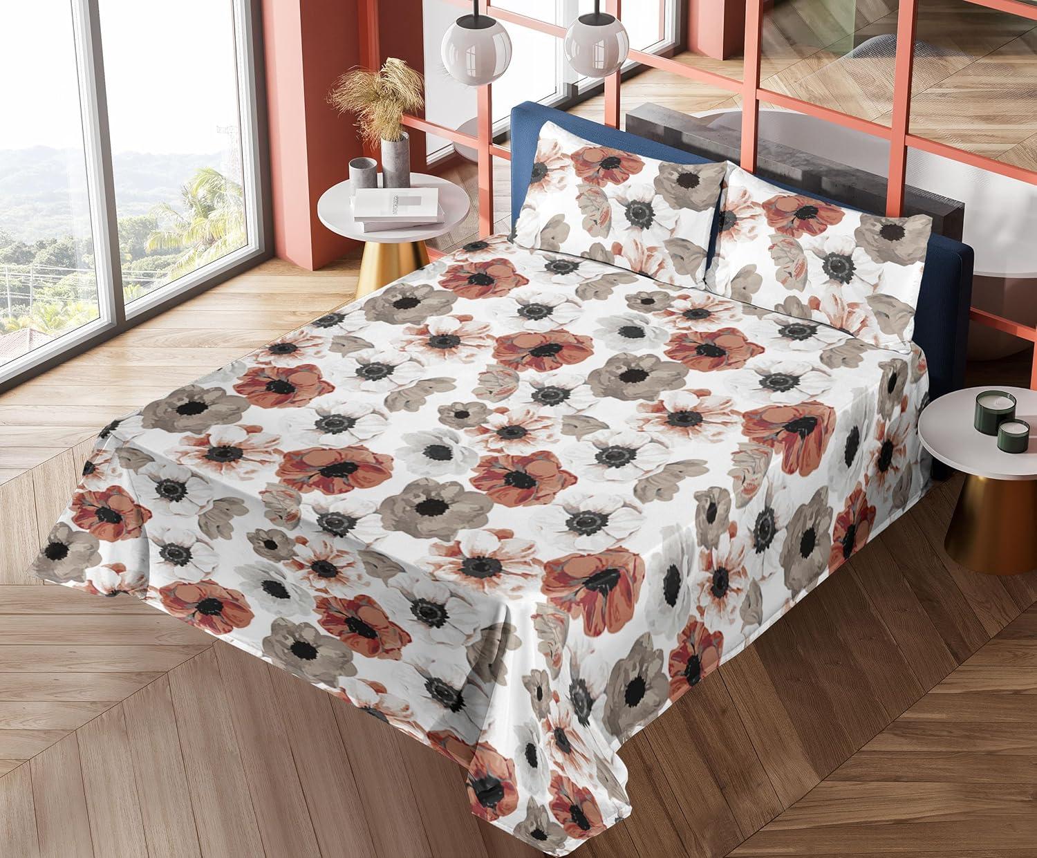 imageAmbesonne Vintage Sheet Set Valentines Day Theme Art with Monochrome Roses Retro Style Ornament Fitted and Flat Sheet with Pillowcases Bedding Accent 4 Piece Set Full Charcoal Grey and WhitePale Maroon Taupe Grey