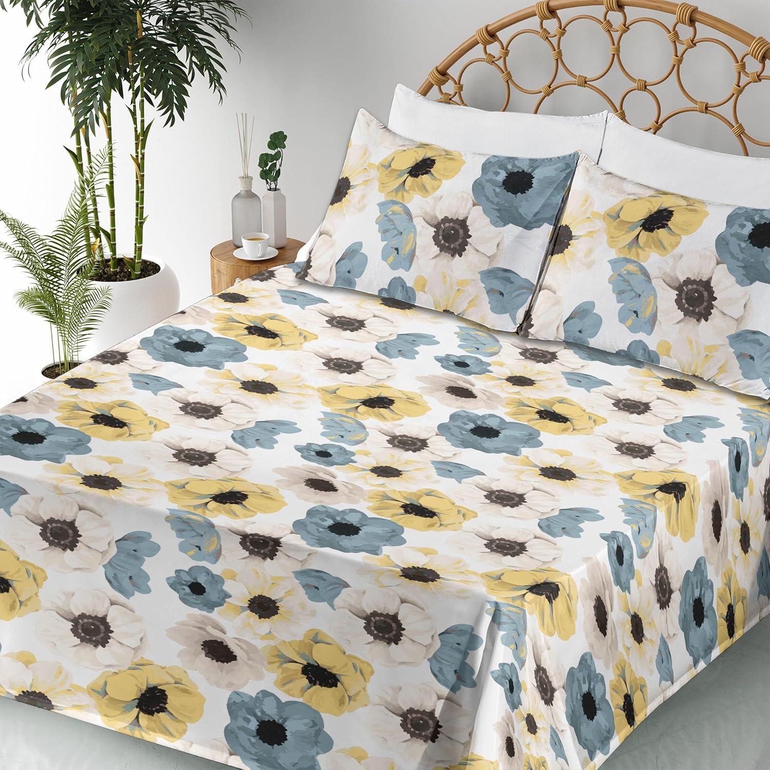 imageAmbesonne Vintage Sheet Set Valentines Day Theme Art with Monochrome Roses Retro Style Ornament Fitted and Flat Sheet with Pillowcases Bedding Accent 4 Piece Set Full Charcoal Grey and WhiteDark Turquoise and Mustard