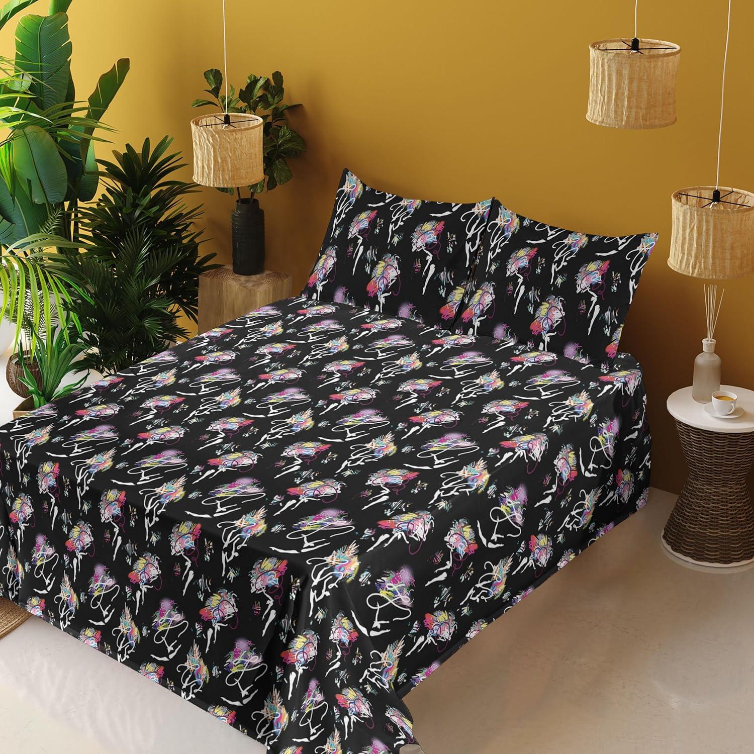 imageAmbesonne Vintage Sheet Set Valentines Day Theme Art with Monochrome Roses Retro Style Ornament Fitted and Flat Sheet with Pillowcases Bedding Accent 4 Piece Set Full Charcoal Grey and WhiteCharcoal Grey and Multicolor