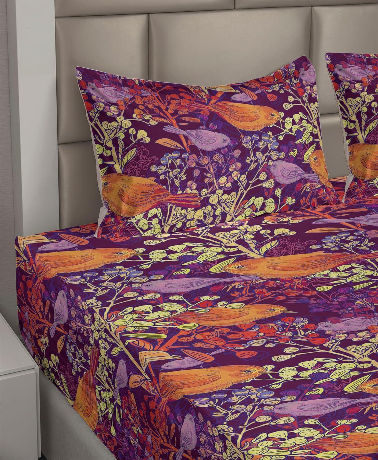 imageAmbesonne Vintage Sheet Set Valentines Day Theme Art with Monochrome Roses Retro Style Ornament Fitted and Flat Sheet with Pillowcases Bedding Accent 4 Piece Set Full Charcoal Grey and WhitePurple Orange and Lilac