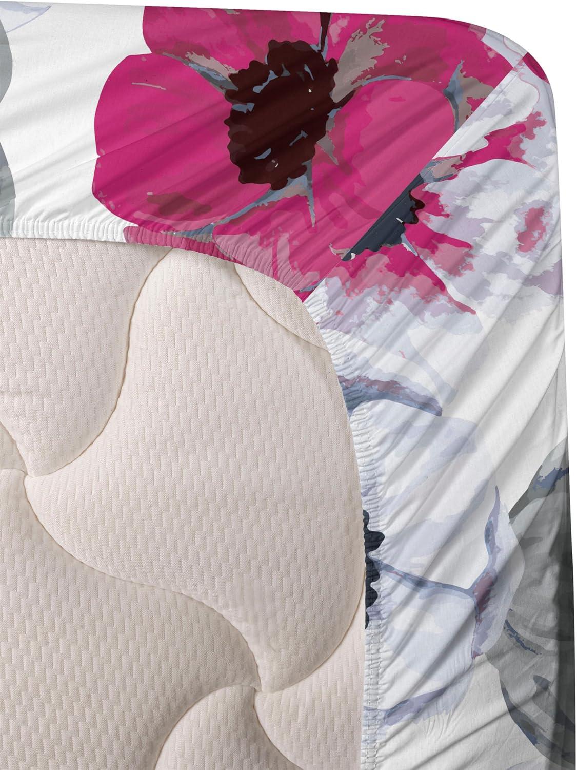 imageAmbesonne Vintage Sheet Set Valentines Day Theme Art with Monochrome Roses Retro Style Ornament Fitted and Flat Sheet with Pillowcases Bedding Accent 4 Piece Set Full Charcoal Grey and WhiteMagenta Pale Ceil Blue