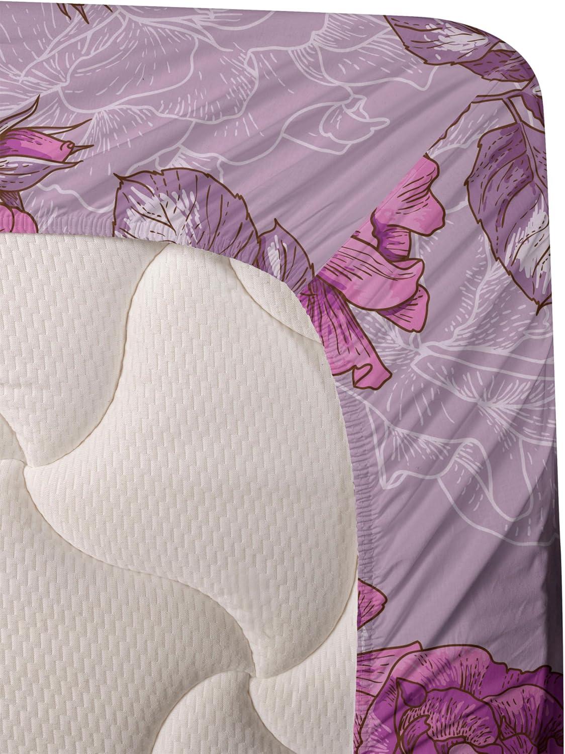 imageAmbesonne Vintage Sheet Set Valentines Day Theme Art with Monochrome Roses Retro Style Ornament Fitted and Flat Sheet with Pillowcases Bedding Accent 4 Piece Set Full Charcoal Grey and WhiteDark Magenta Pale Lilac