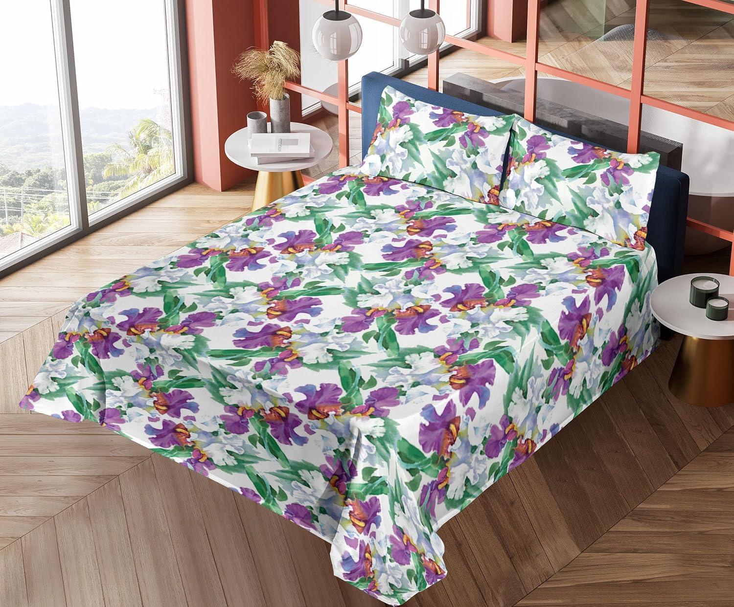 imageAmbesonne Vintage Sheet Set Valentines Day Theme Art with Monochrome Roses Retro Style Ornament Fitted and Flat Sheet with Pillowcases Bedding Accent 4 Piece Set Full Charcoal Grey and WhitePurple Forest Green White