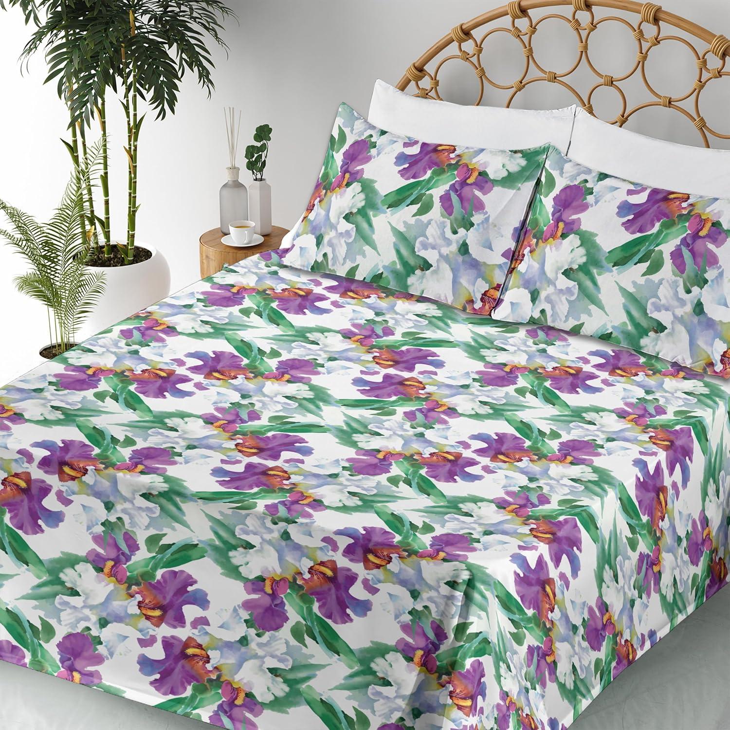 imageAmbesonne Vintage Sheet Set Valentines Day Theme Art with Monochrome Roses Retro Style Ornament Fitted and Flat Sheet with Pillowcases Bedding Accent 4 Piece Set Full Charcoal Grey and WhitePurple Forest Green White