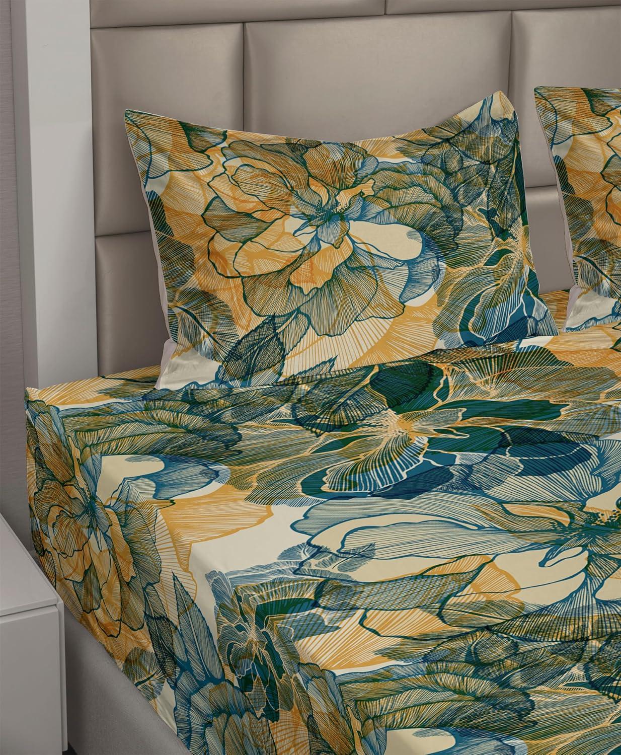 imageAmbesonne Vintage Sheet Set Valentines Day Theme Art with Monochrome Roses Retro Style Ornament Fitted and Flat Sheet with Pillowcases Bedding Accent 4 Piece Set Full Charcoal Grey and WhitePale Orange Fern Green