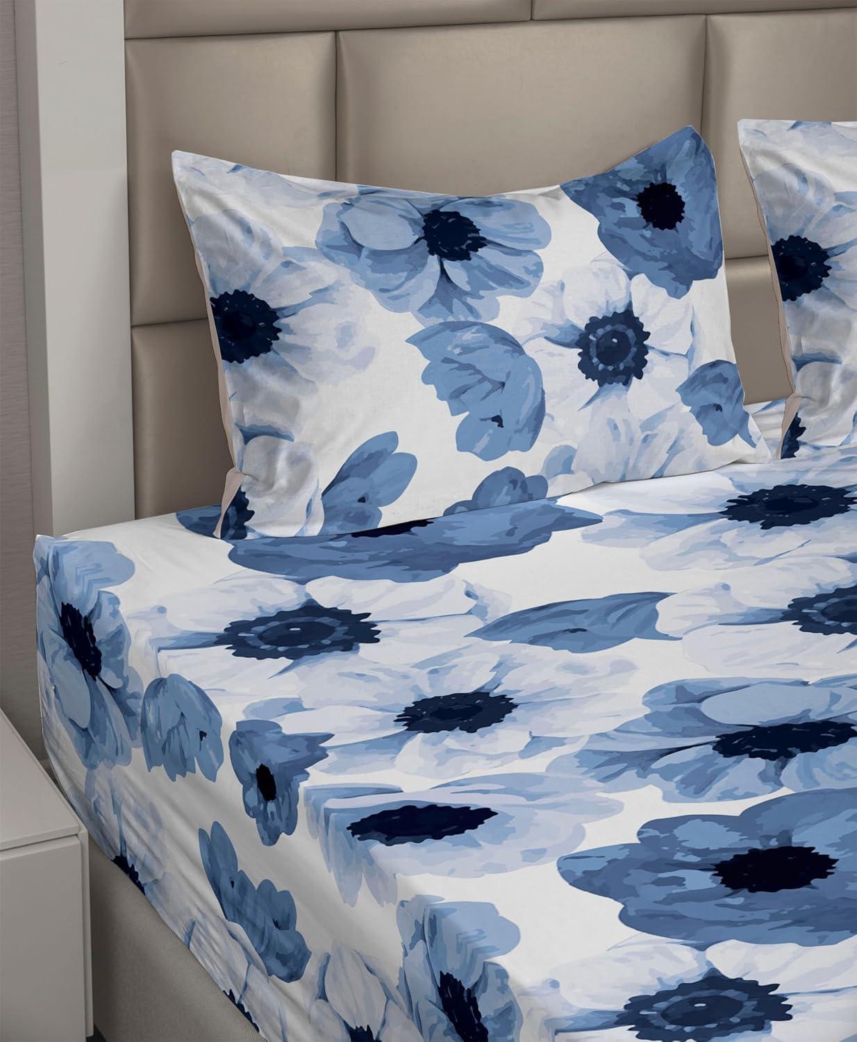 imageAmbesonne Vintage Sheet Set Valentines Day Theme Art with Monochrome Roses Retro Style Ornament Fitted and Flat Sheet with Pillowcases Bedding Accent 4 Piece Set Full Charcoal Grey and WhitePale Azure Blue Soft Blue