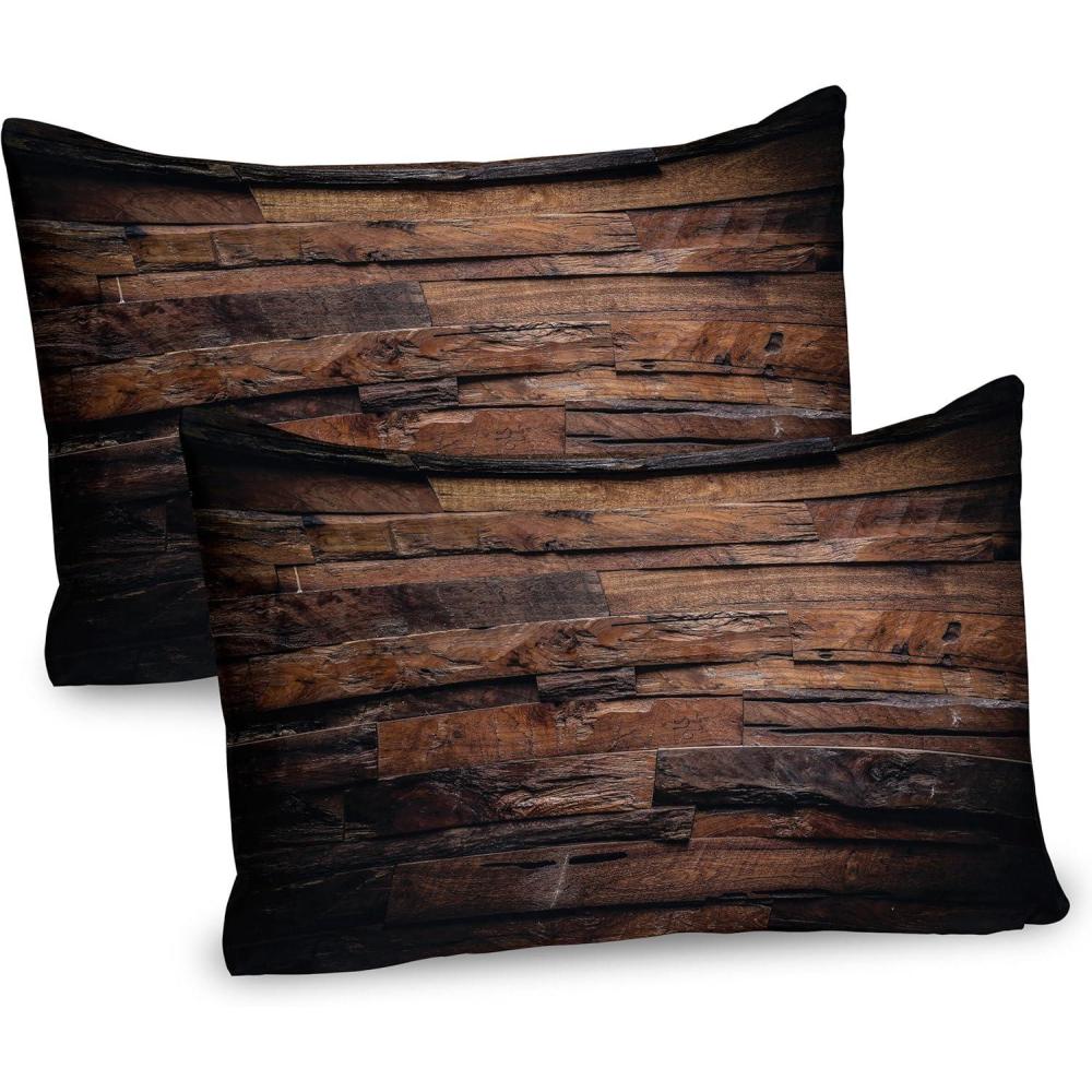 imageAmbesonne Chocolate Pillow Sham Set of 2 Rough Dark Timber Texture Image Rustic Country Theme Hardwood Carpentry Quality Microfiber Bedding Item for All Seasons 26 x 20 Brown Dark Brown