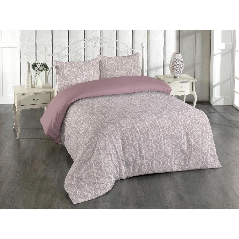 imageAmbesonne Floral Duvet Cover Set Roses for Valentine Love Team Holiday Celebration Botanical Artwork on Hue Back Reversible 3 Piece Bedding Set with 2 Pillow Shams Queen Dimgray BlushPale Purpleblue White