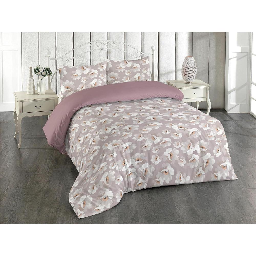 imageAmbesonne Floral Duvet Cover Set Roses for Valentine Love Team Holiday Celebration Botanical Artwork on Hue Back Reversible 3 Piece Bedding Set with 2 Pillow Shams Queen Dimgray BlushPale Purpleblue Off White