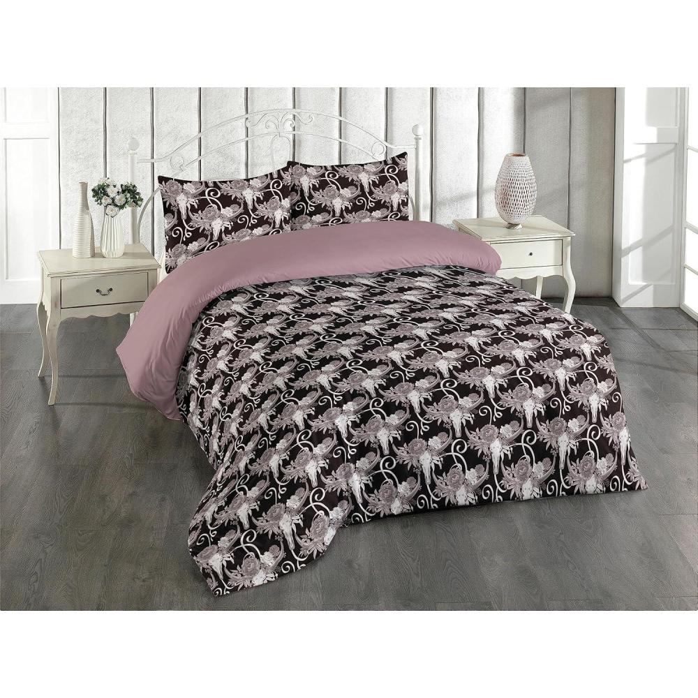 imageAmbesonne Floral Duvet Cover Set Roses for Valentine Love Team Holiday Celebration Botanical Artwork on Hue Back Reversible 3 Piece Bedding Set with 2 Pillow Shams Queen Dimgray BlushCharcoal Grey Warm Taupe