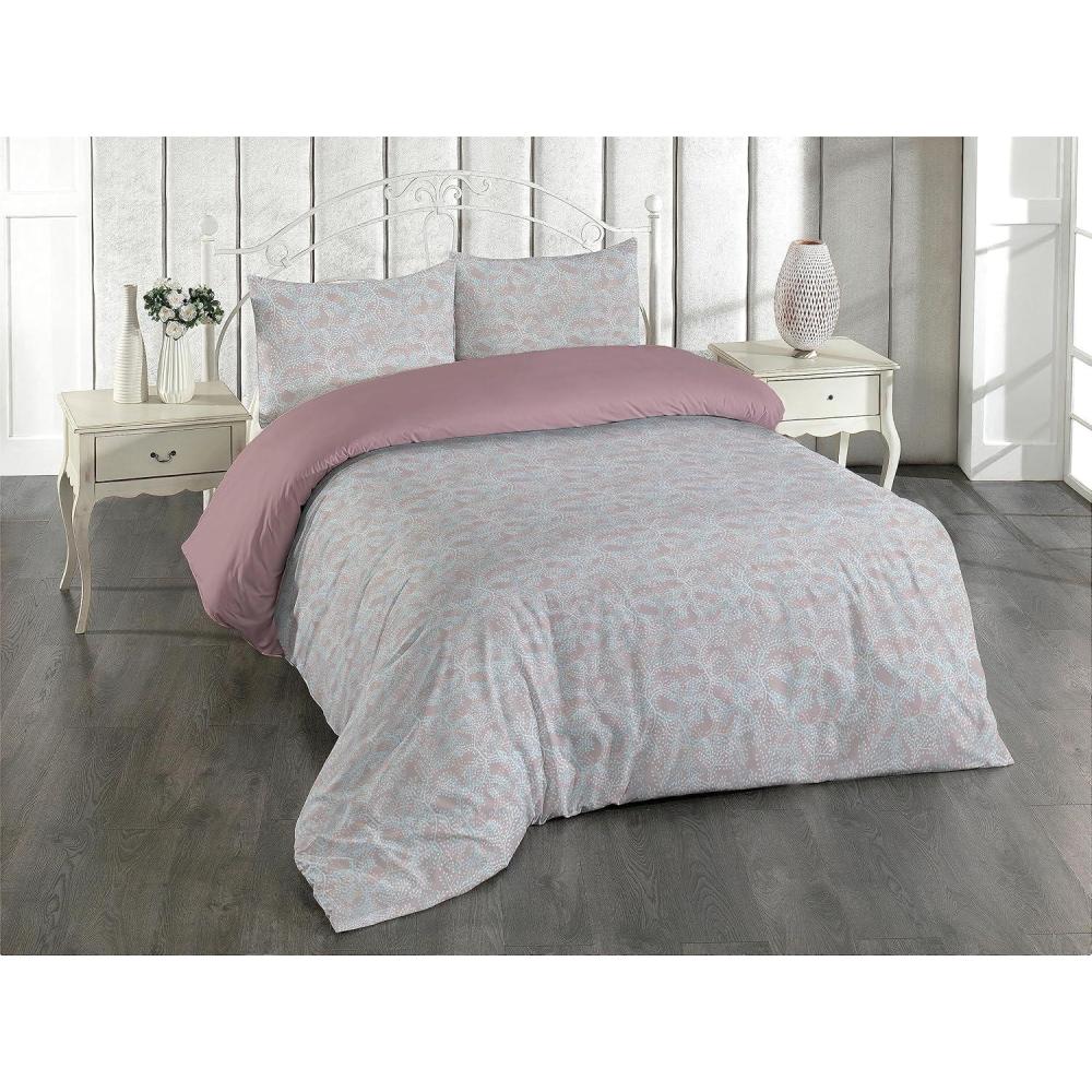 imageAmbesonne Floral Duvet Cover Set Roses for Valentine Love Team Holiday Celebration Botanical Artwork on Hue Back Reversible 3 Piece Bedding Set with 2 Pillow Shams Queen Dimgray BlushTaupe Grey and Sea Blue