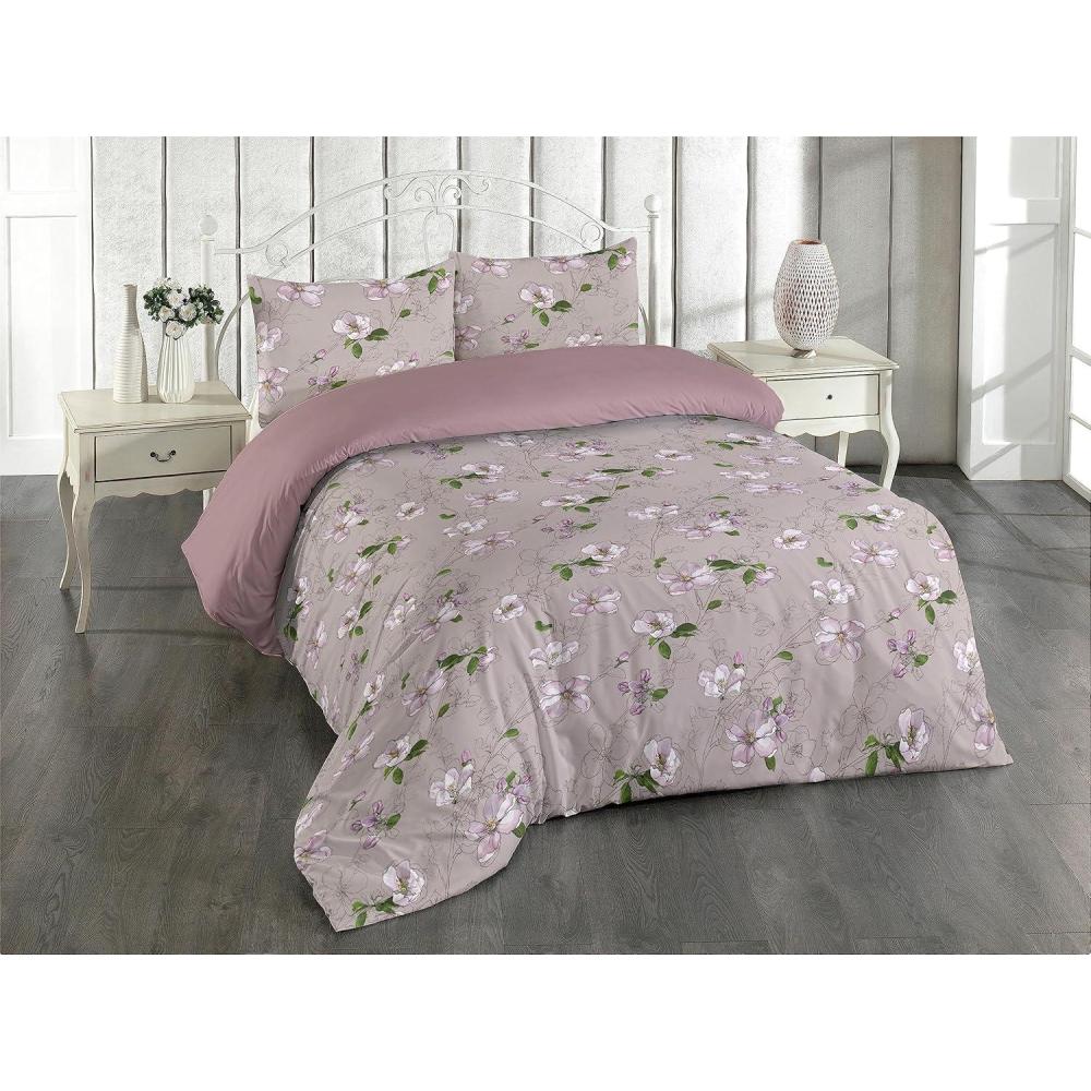 imageAmbesonne Floral Duvet Cover Set Roses for Valentine Love Team Holiday Celebration Botanical Artwork on Hue Back Reversible 3 Piece Bedding Set with 2 Pillow Shams Queen Dimgray BlushPurple Grey and Fern Green