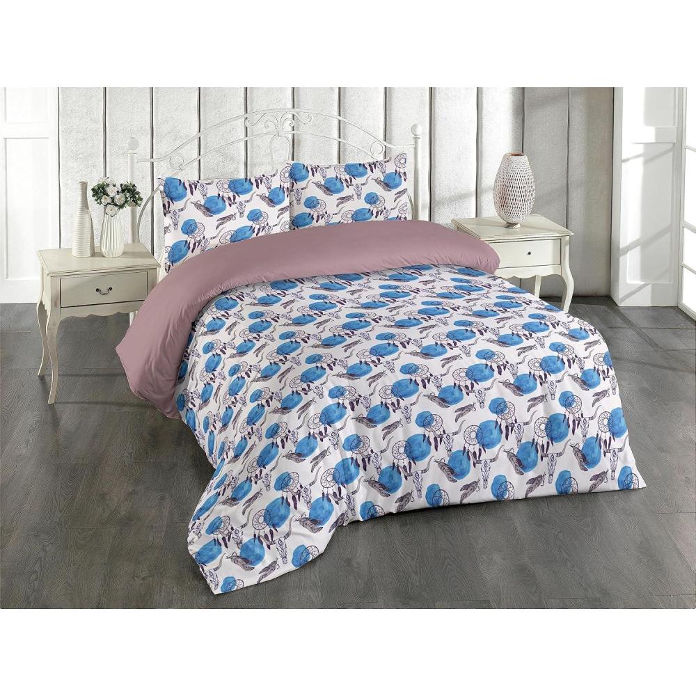 imageAmbesonne Floral Duvet Cover Set Roses for Valentine Love Team Holiday Celebration Botanical Artwork on Hue Back Reversible 3 Piece Bedding Set with 2 Pillow Shams Queen Dimgray BlushSky Blue Eggplant White
