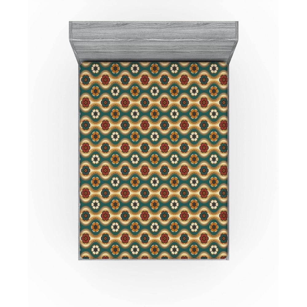 imageAmbesonne Floral Fitted Sheet Roses for Valentine Love Team Holiday Celebration Botanical Artwork on Hue Back Decorative Soft Fabric Bedding AllRound Elastic Pocket Queen Size Dimgray BlushTeal Pale Coffee and Cinnamon