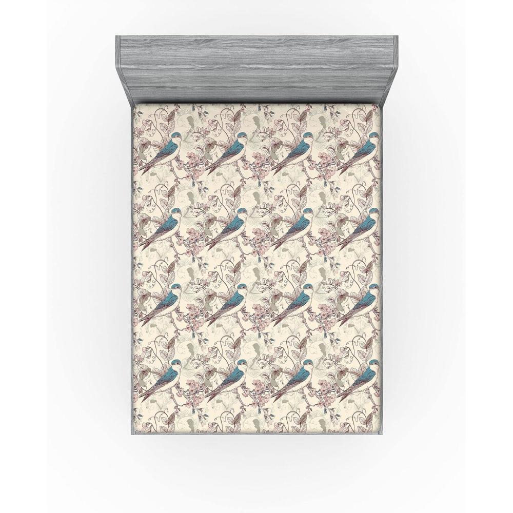 imageAmbesonne Floral Fitted Sheet Roses for Valentine Love Team Holiday Celebration Botanical Artwork on Hue Back Decorative Soft Fabric Bedding AllRound Elastic Pocket Queen Size Dimgray BlushPetrol Blue Pale Rose