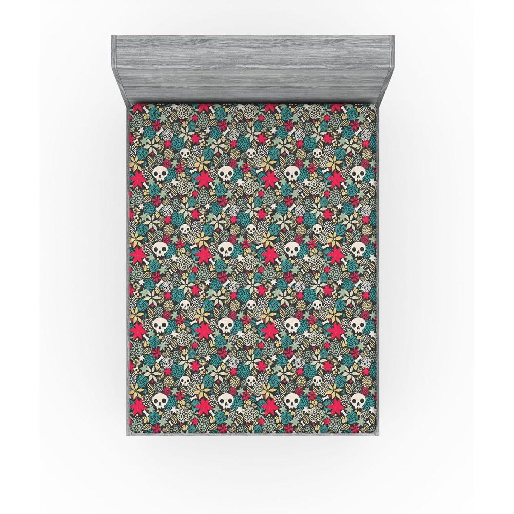 imageAmbesonne Floral Fitted Sheet Roses for Valentine Love Team Holiday Celebration Botanical Artwork on Hue Back Decorative Soft Fabric Bedding AllRound Elastic Pocket Queen Size Dimgray BlushIvory and Dark Coral