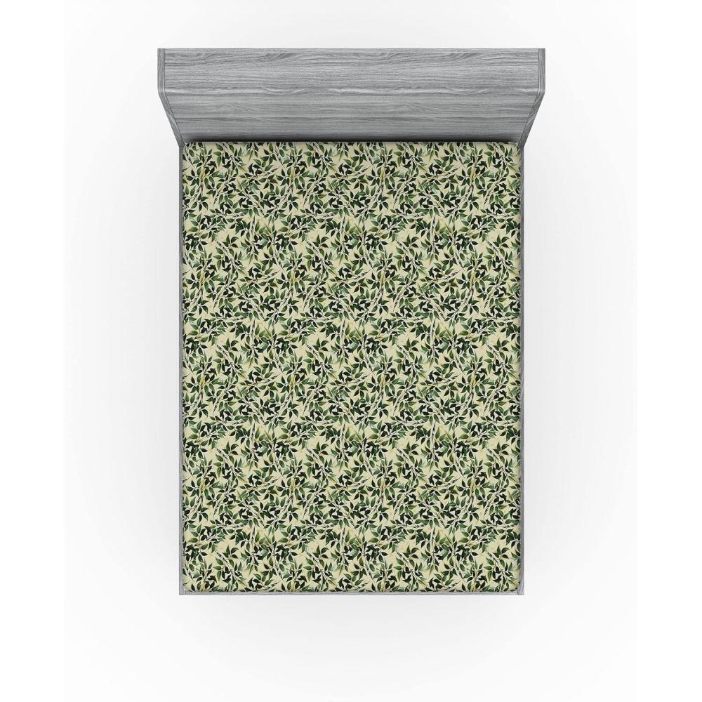 imageAmbesonne Floral Fitted Sheet Roses for Valentine Love Team Holiday Celebration Botanical Artwork on Hue Back Decorative Soft Fabric Bedding AllRound Elastic Pocket Queen Size Dimgray BlushPale Green and Hunter Green