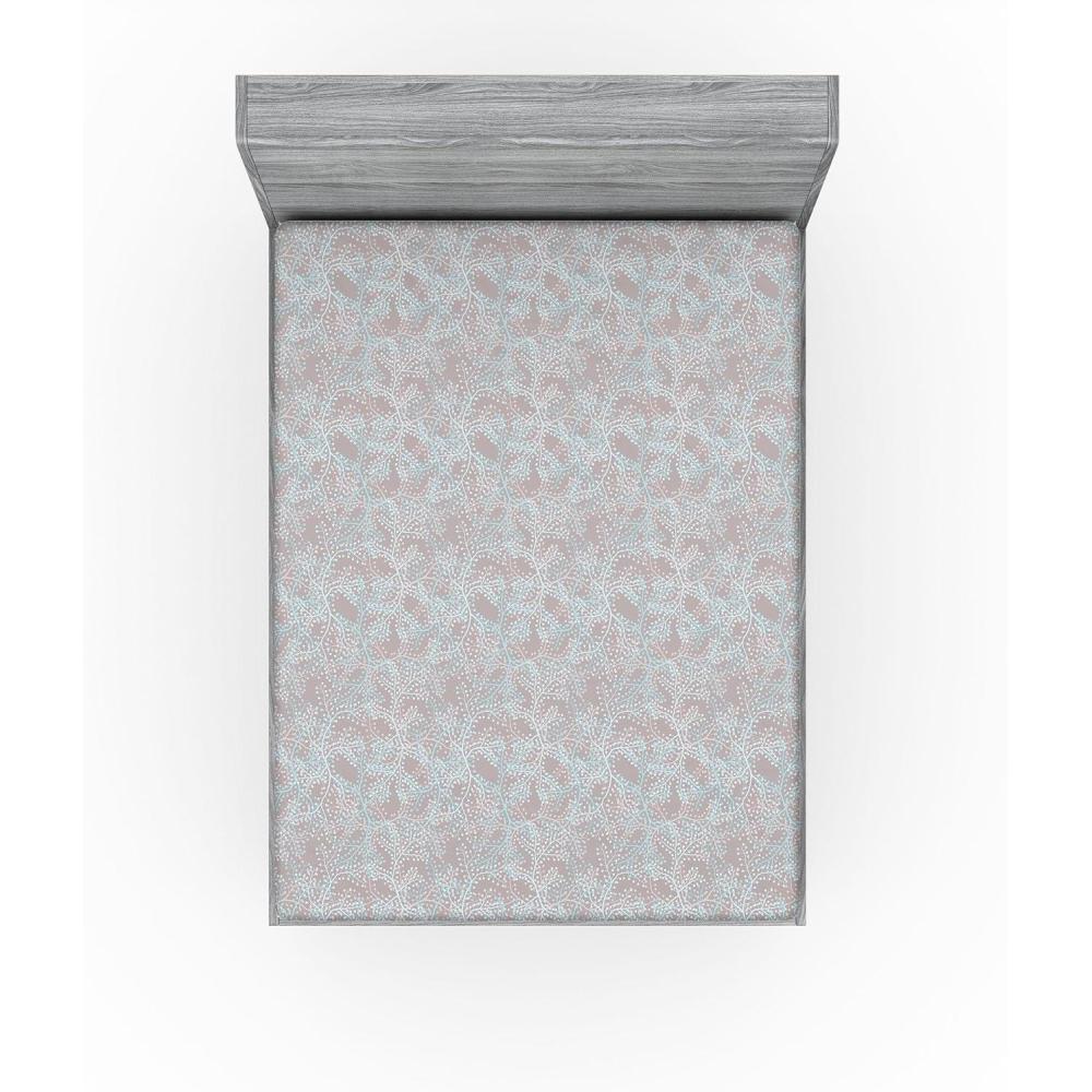 imageAmbesonne Floral Fitted Sheet Roses for Valentine Love Team Holiday Celebration Botanical Artwork on Hue Back Decorative Soft Fabric Bedding AllRound Elastic Pocket Queen Size Dimgray BlushTaupe Grey and Sea Blue