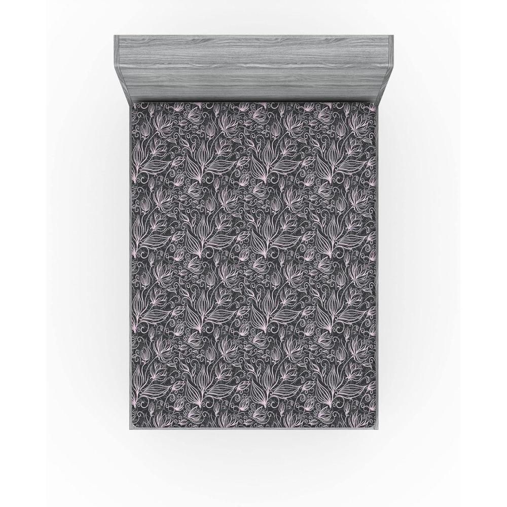 imageAmbesonne Floral Fitted Sheet Roses for Valentine Love Team Holiday Celebration Botanical Artwork on Hue Back Decorative Soft Fabric Bedding AllRound Elastic Pocket Queen Size Dimgray BlushLilac and Charcoal Grey