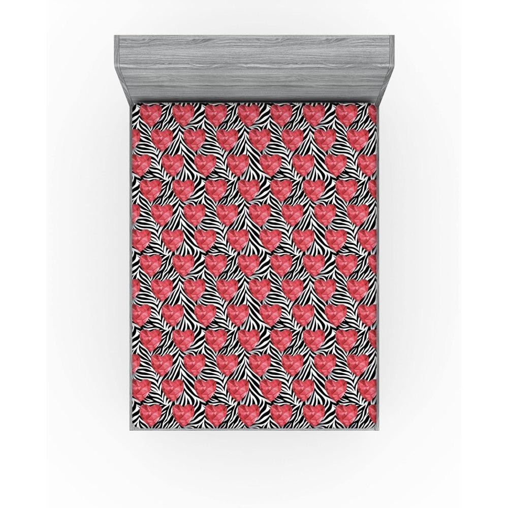 imageAmbesonne Floral Fitted Sheet Roses for Valentine Love Team Holiday Celebration Botanical Artwork on Hue Back Decorative Soft Fabric Bedding AllRound Elastic Pocket Queen Size Dimgray BlushCoral Charcoal Grey
