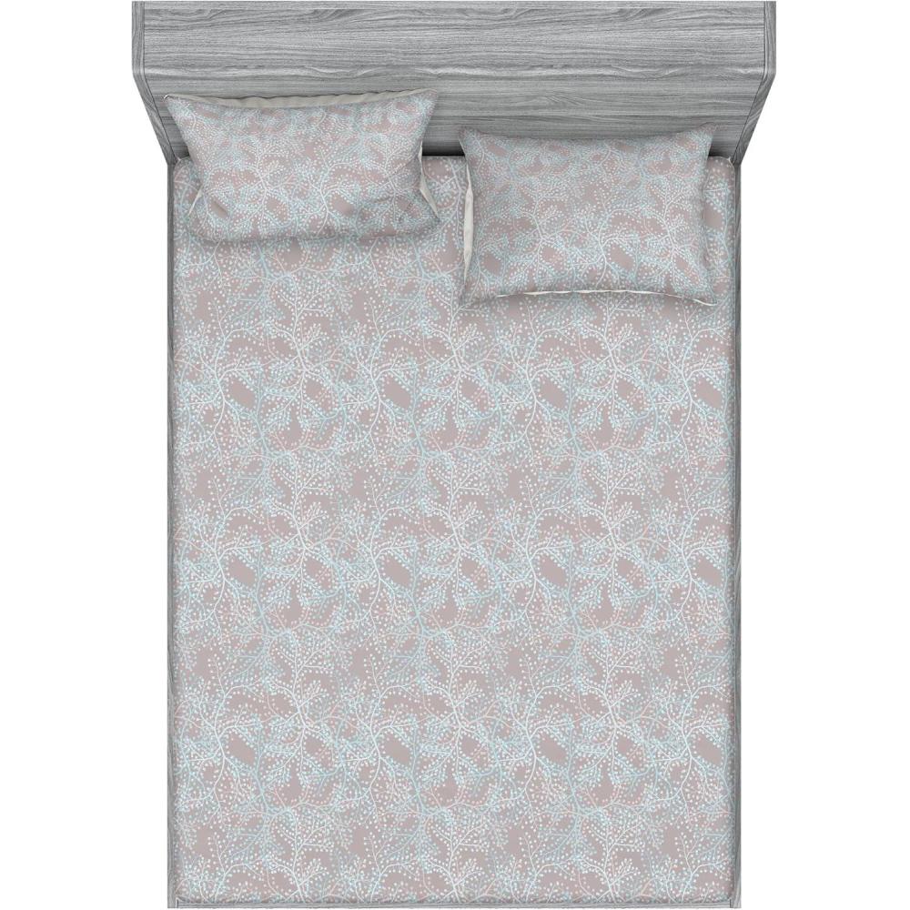 imageAmbesonne Floral Fitted Sheet amp Pillow Sham Set Roses for Valentine Love Team Holiday Celebration Botanical Artwork on Hue Back Decorative Printed 3 Piece Bedding Decor Set Queen Dimgray BlushTaupe Grey and Sea Blue