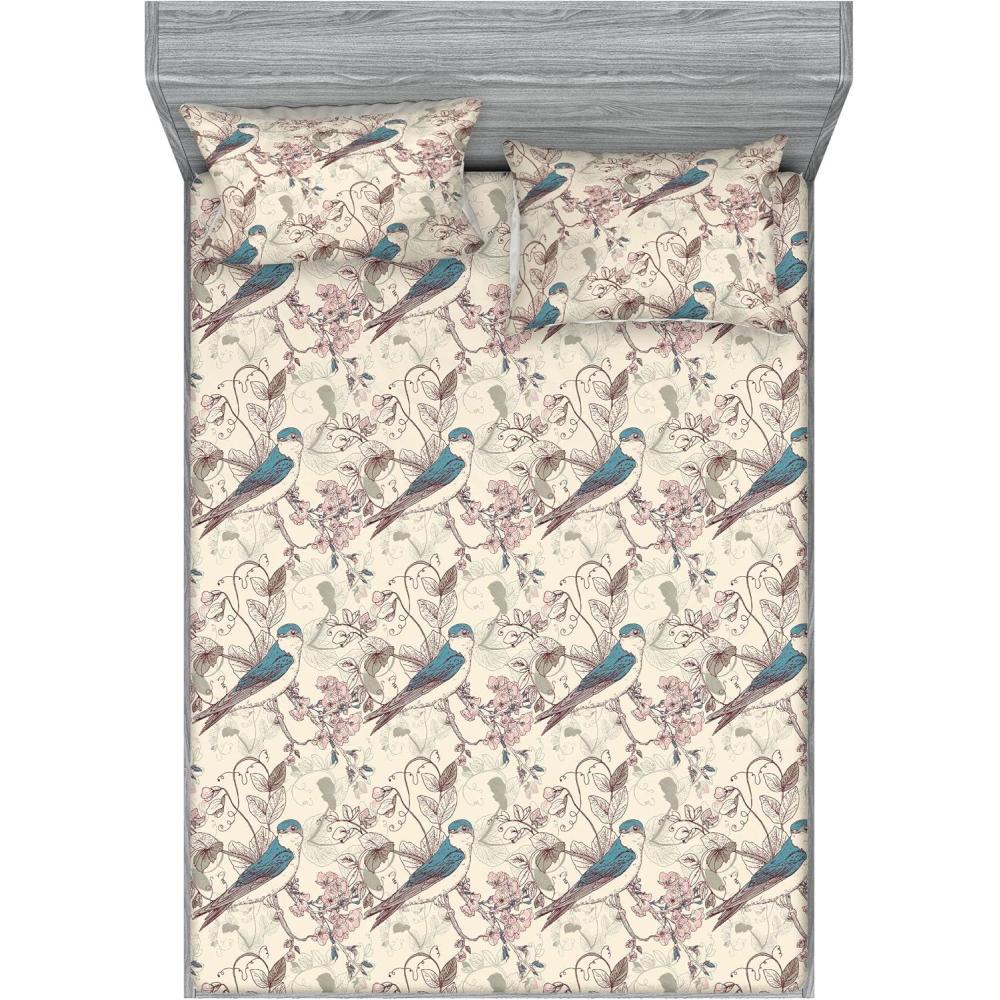 imageAmbesonne Floral Fitted Sheet amp Pillow Sham Set Roses for Valentine Love Team Holiday Celebration Botanical Artwork on Hue Back Decorative Printed 3 Piece Bedding Decor Set Queen Dimgray BlushPetrol Blue Pale Rose