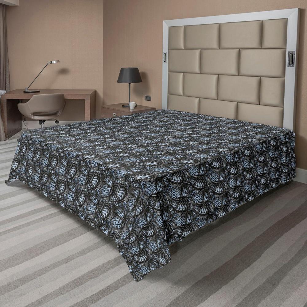 imageAmbesonne Floral Flat Sheet Roses for Valentine Love Team Holiday Celebration Botanical Artwork on Hue Back Soft Comfortable Top Sheet Decorative Bedding 1 Piece Full Size Dimgray BlushSea Blue Charcoal Grey