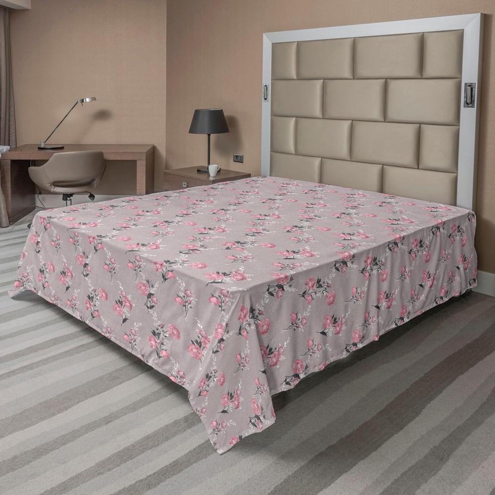 imageAmbesonne Floral Flat Sheet Roses for Valentine Love Team Holiday Celebration Botanical Artwork on Hue Back Soft Comfortable Top Sheet Decorative Bedding 1 Piece Full Size Dimgray BlushDimgray Blush