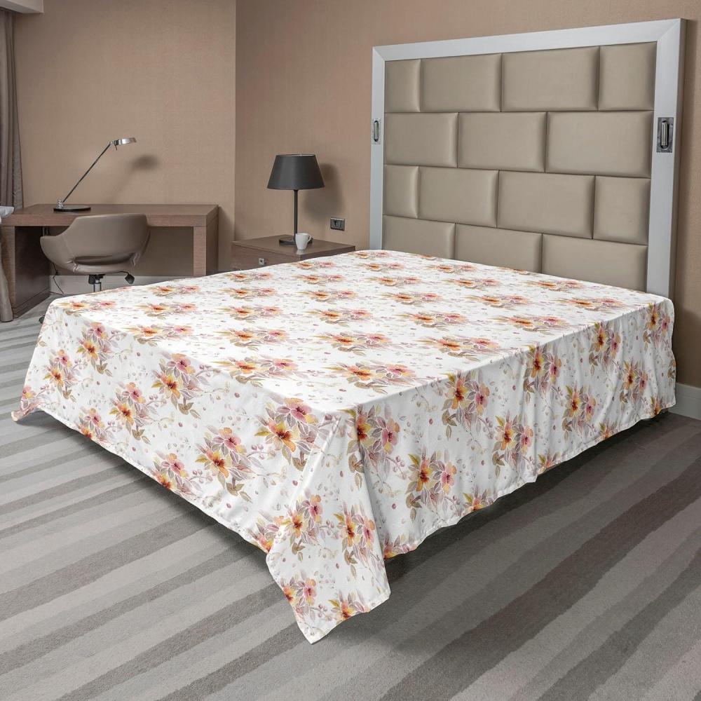 imageAmbesonne Floral Flat Sheet Roses for Valentine Love Team Holiday Celebration Botanical Artwork on Hue Back Soft Comfortable Top Sheet Decorative Bedding 1 Piece Full Size Dimgray BlushMauve Rose and Dark Peach