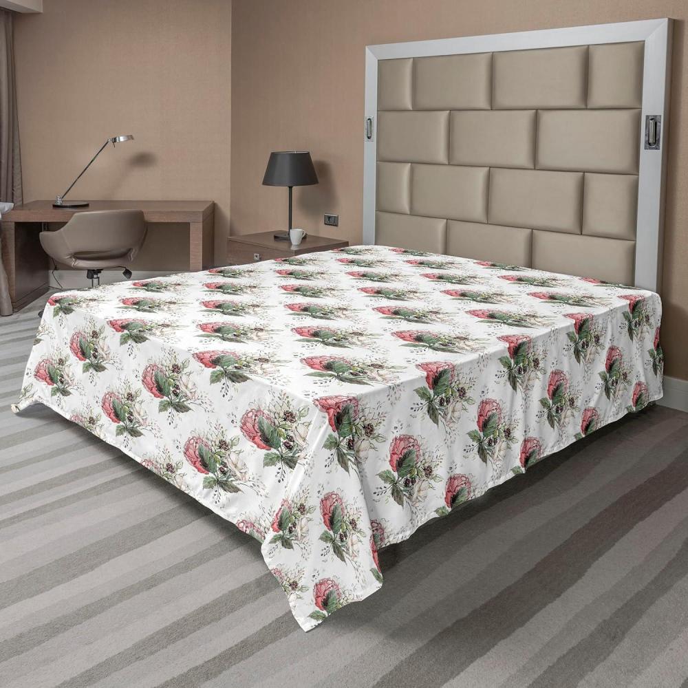 imageAmbesonne Floral Flat Sheet Roses for Valentine Love Team Holiday Celebration Botanical Artwork on Hue Back Soft Comfortable Top Sheet Decorative Bedding 1 Piece Full Size Dimgray BlushIvory Jade Green Rose