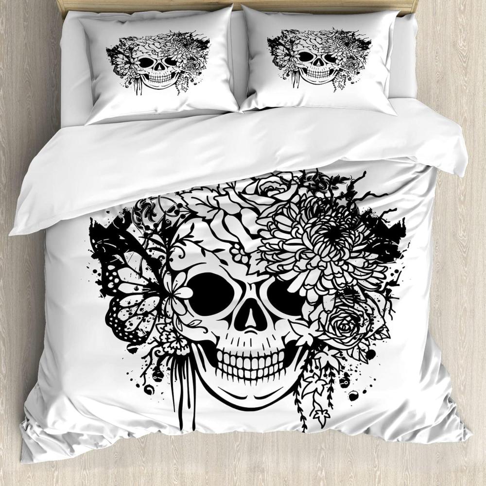 imageAmbesonne Heart Duvet Cover Set Scribble Drawing Romantic Shape Valentines Day Jumble Lines Minimalist Print Decorative 3 Piece Bedding Set with 2 Pillow Shams Queen Size Vermilion WhiteWhite and Charcoal Grey
