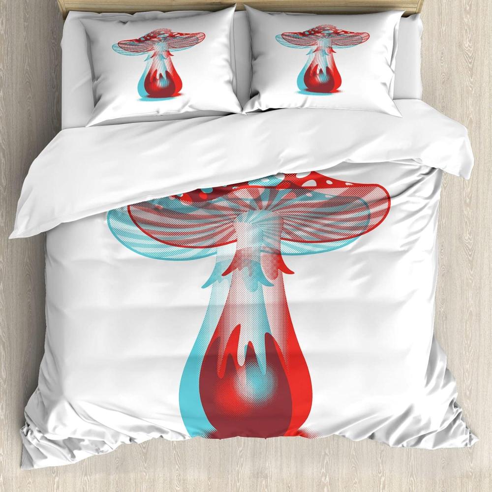 imageAmbesonne Heart Duvet Cover Set Scribble Drawing Romantic Shape Valentines Day Jumble Lines Minimalist Print Decorative 3 Piece Bedding Set with 2 Pillow Shams Queen Size Vermilion WhiteVermilion Sky Blue