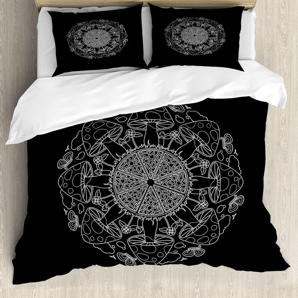 imageAmbesonne Heart Duvet Cover Set Scribble Drawing Romantic Shape Valentines Day Jumble Lines Minimalist Print Decorative 3 Piece Bedding Set with 2 Pillow Shams Queen Size Vermilion WhiteCharcoal Black and White