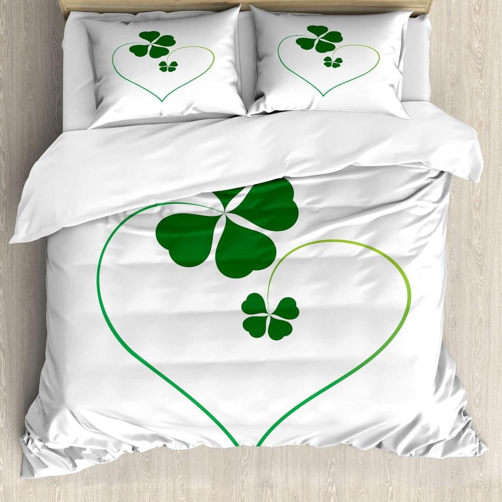 imageAmbesonne Heart Duvet Cover Set Scribble Drawing Romantic Shape Valentines Day Jumble Lines Minimalist Print Decorative 3 Piece Bedding Set with 2 Pillow Shams Queen Size Vermilion WhiteGreen and White