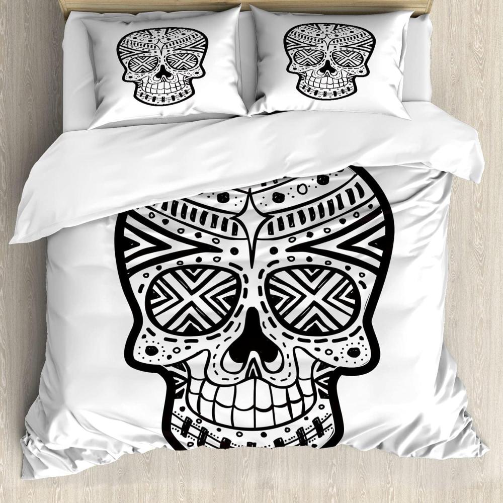 imageAmbesonne Heart Duvet Cover Set Scribble Drawing Romantic Shape Valentines Day Jumble Lines Minimalist Print Decorative 3 Piece Bedding Set with 2 Pillow Shams Queen Size Vermilion WhiteGrey White
