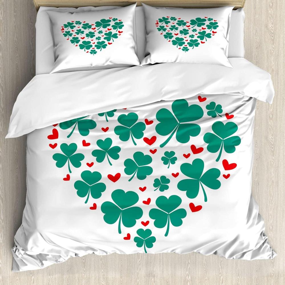 imageAmbesonne Heart Duvet Cover Set Scribble Drawing Romantic Shape Valentines Day Jumble Lines Minimalist Print Decorative 3 Piece Bedding Set with 2 Pillow Shams Queen Size Vermilion WhiteJade Green Teal Vermilion