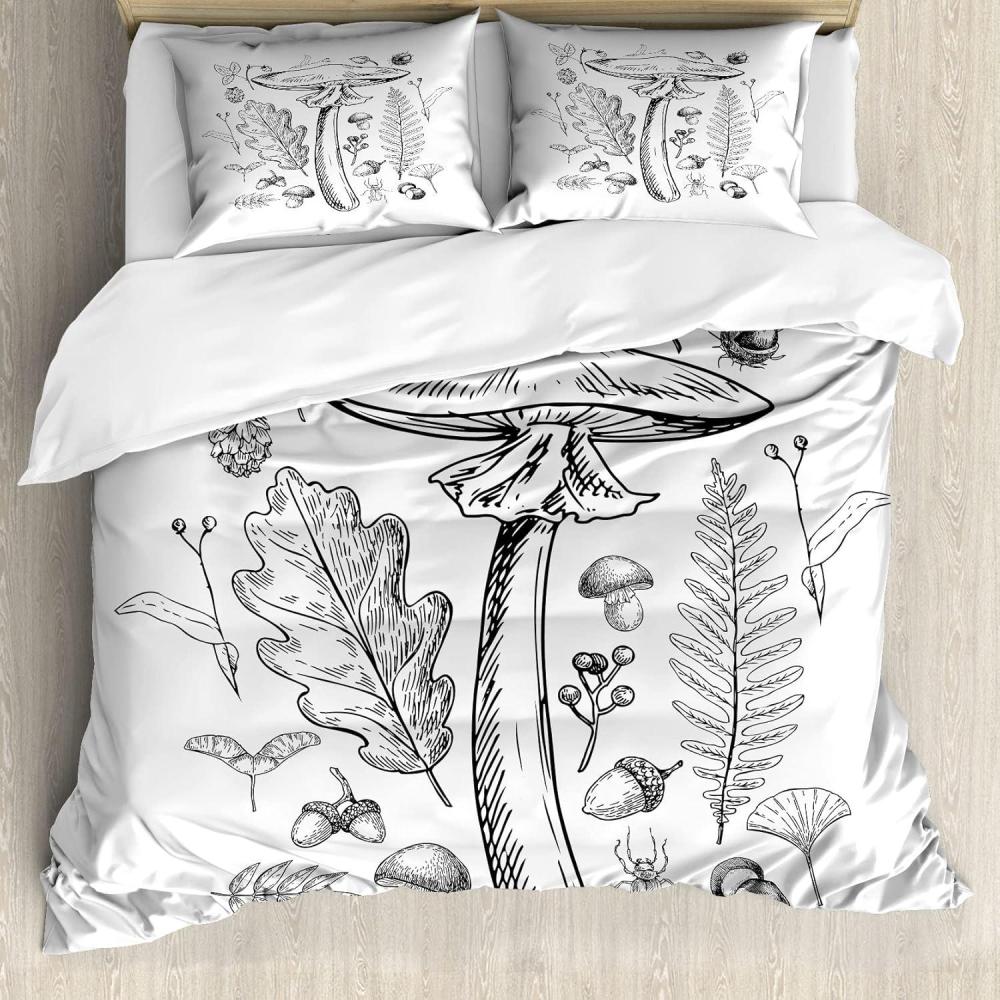 imageAmbesonne Heart Duvet Cover Set Scribble Drawing Romantic Shape Valentines Day Jumble Lines Minimalist Print Decorative 3 Piece Bedding Set with 2 Pillow Shams Queen Size Vermilion WhiteWhite and Black