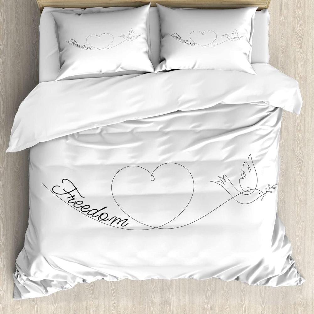 imageAmbesonne Heart Duvet Cover Set Scribble Drawing Romantic Shape Valentines Day Jumble Lines Minimalist Print Decorative 3 Piece Bedding Set with 2 Pillow Shams Queen Size Vermilion WhiteWhite and Charcoal